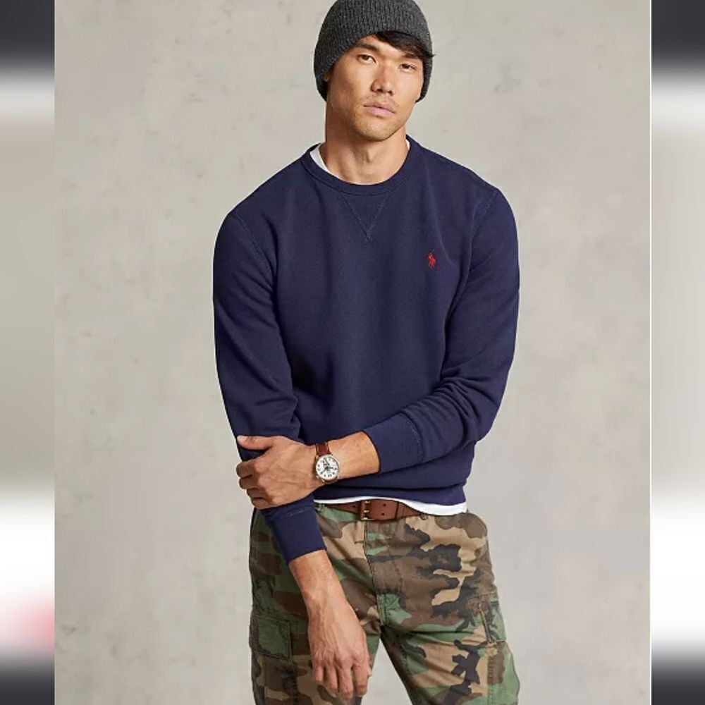 New Ralph Lauren Fleece Crewneck Mens Classic Sweatshirt Navy Size XXL 2XL